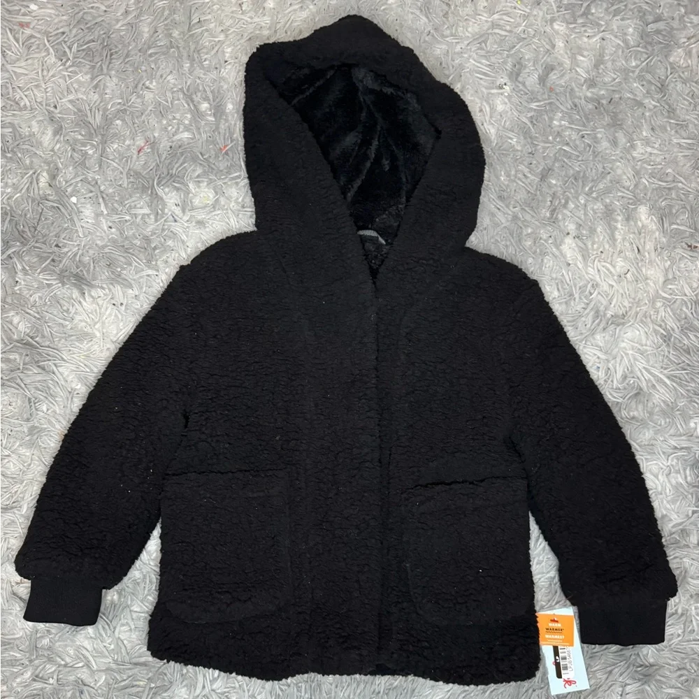 Cat & Jack Girls Faux Shearling Jacket - Black Size Extra Small (4/5) NWT